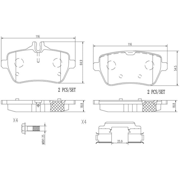 Balatas De Freno Trasera Para Mercedes-Benz Sl550 2013-2020