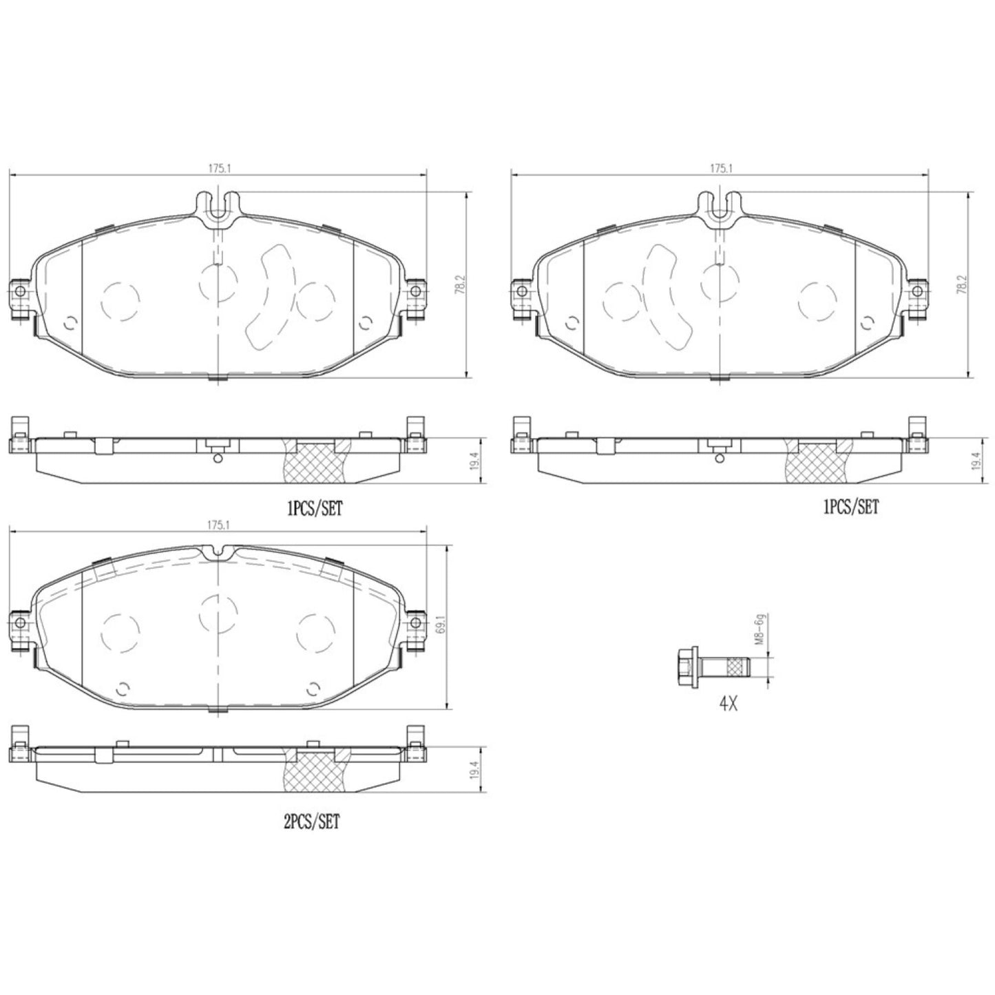 Balatas De Freno Delantera Para Mercedes-Benz C300 2015-2020