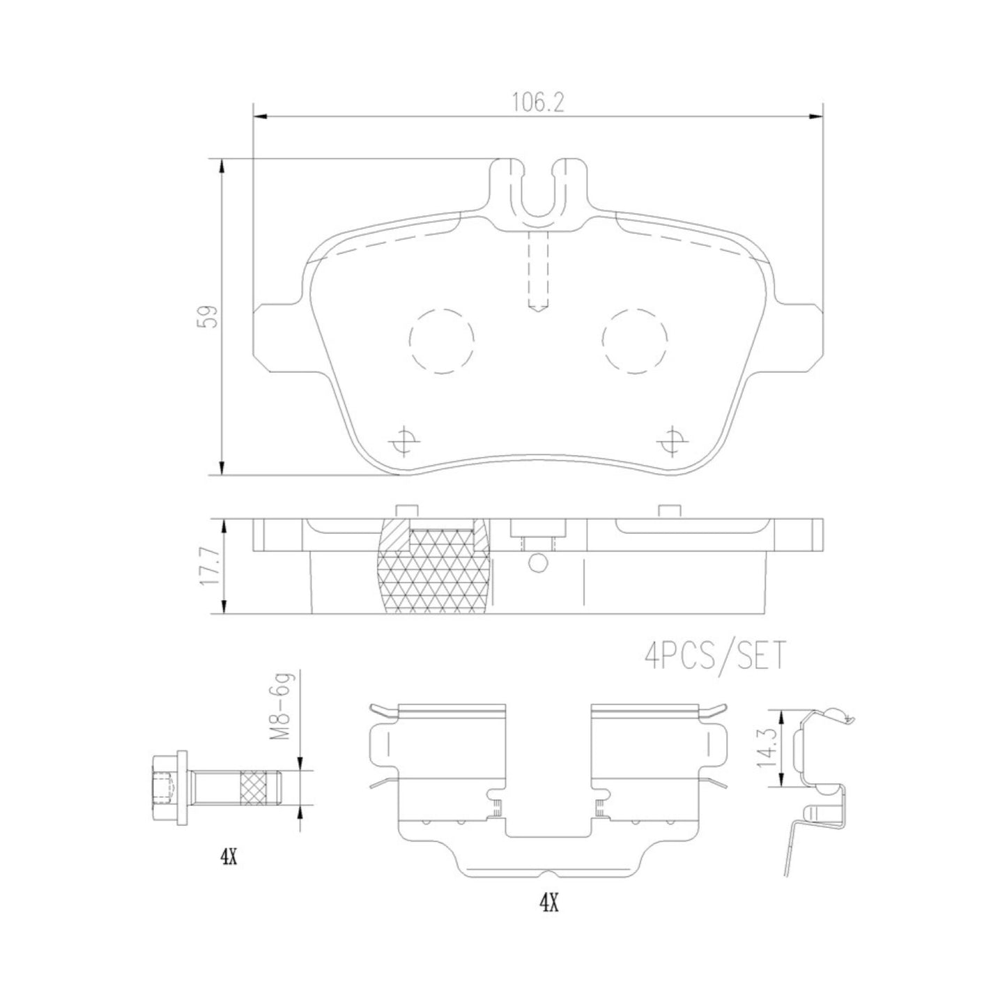 Balatas De Freno Trasera Para Mercedes-Benz B180 2012-2015