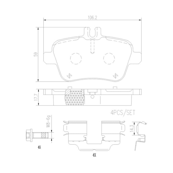 Balatas De Freno Trasera Para Mercedes-Benz B180 2012-2015