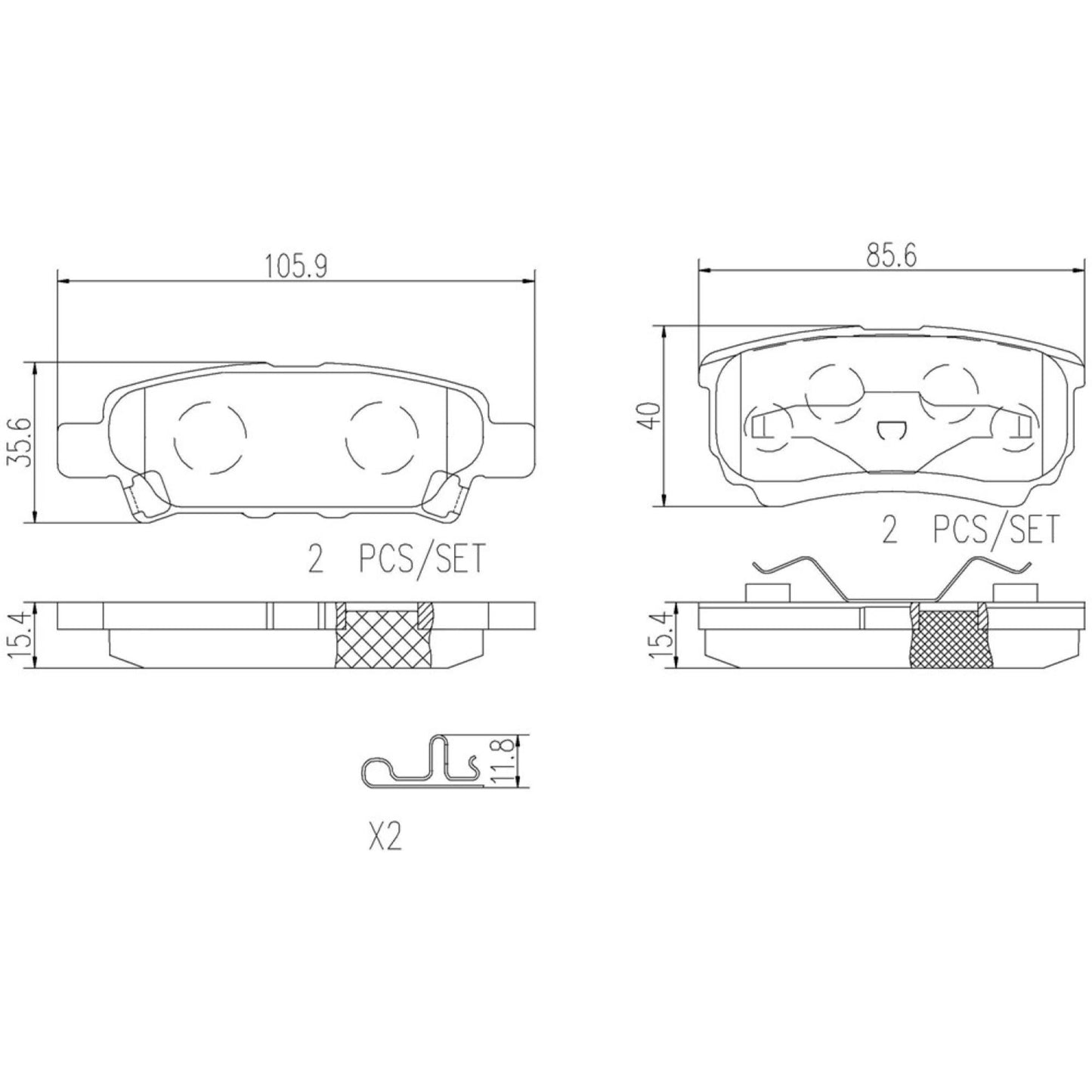 Balatas De Freno Trasera Para Mitsubishi Lancer 2004-2016