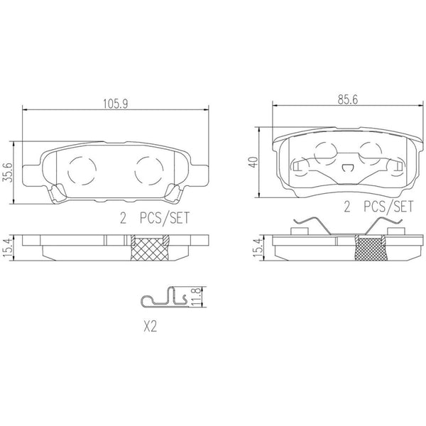 Balatas De Freno Trasera Para Mitsubishi Lancer 2004-2016