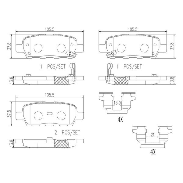 Balatas De Freno Trasera Para Nissan 350Z 2003-2008