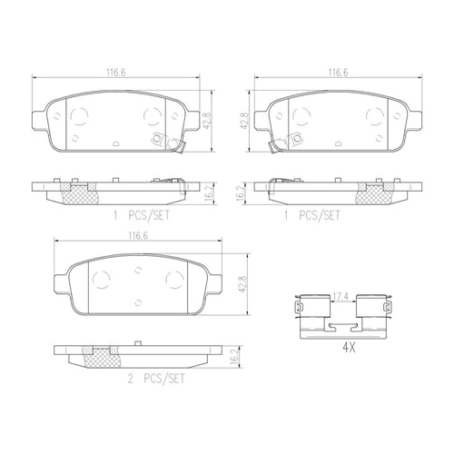 Balatas De Freno Trasera Para Chevrolet Cruze 2010-2016