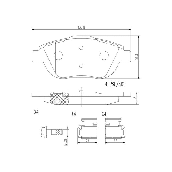 Balatas De Freno Delantera Para Peugeot 2008 2014-2019