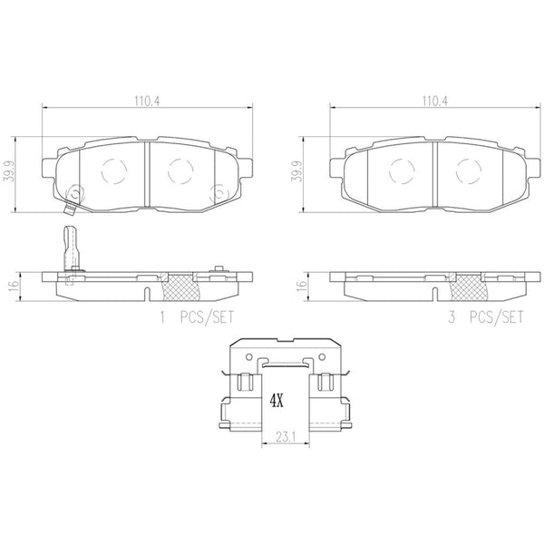 Balatas De Freno Trasera Para Subaru B9 Tribeca 2006-2007