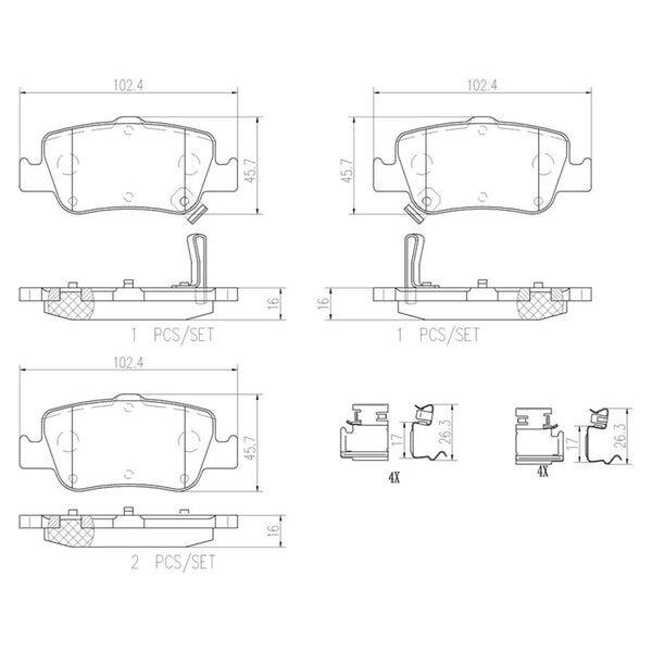 Balatas De Freno Trasera Para Toyota Corolla 2007-2011