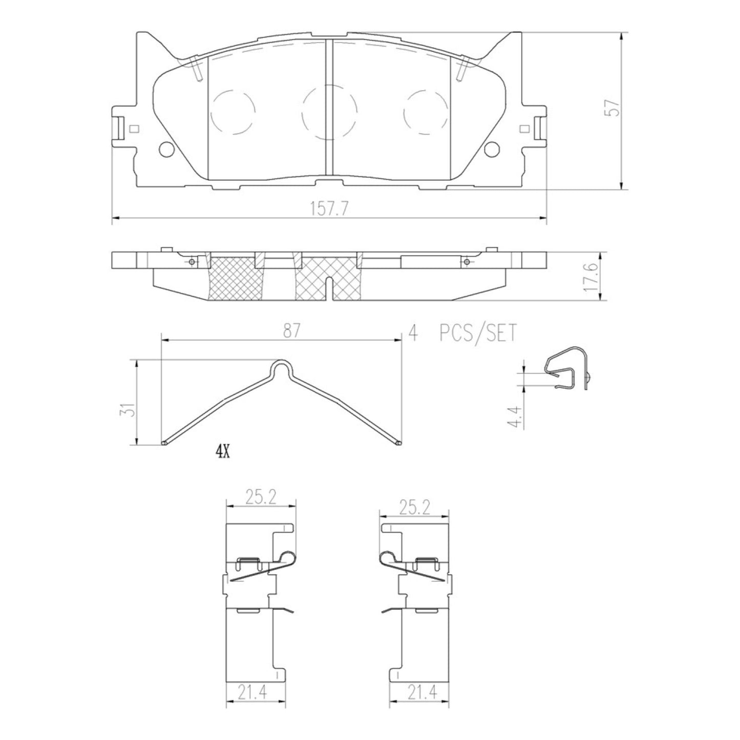 Balatas De Freno Delantera Para Toyota Camry 2007-2017