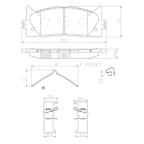 Balatas De Freno Delantera Para Toyota Camry 2007-2017