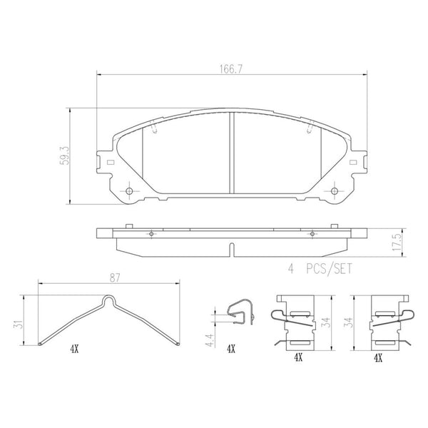 Balatas De Freno Delantera Para Toyota Highlander 2008-2019