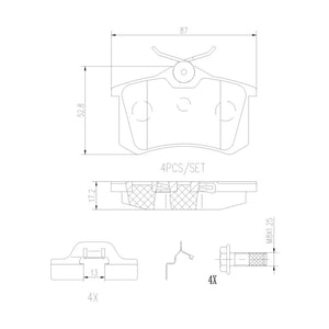 Balatas De Freno Trasera Para Volkswagen Golf 1988-2015