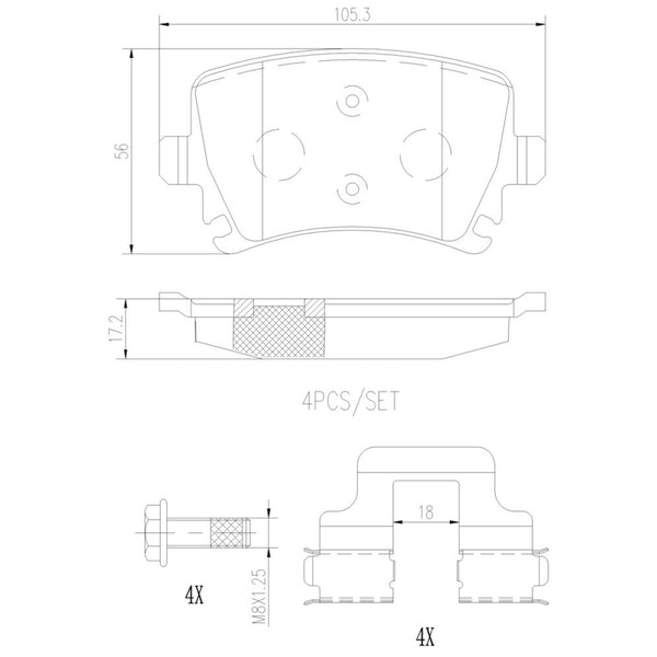 Balatas De Freno Trasera Para Audi A4 2002-2009