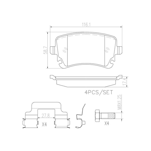Balatas De Freno Trasera Para Audi S4 2004-2009