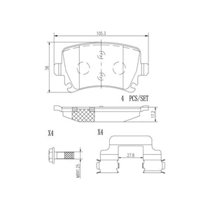 Balatas De Freno Trasera Para Audi A4 2006-2009