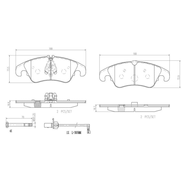 Balatas De Freno Delantera Para Audi A4 2009-2016