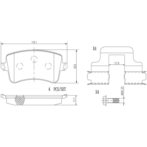 Balatas De Freno Trasera Para Audi A4 2009-2016