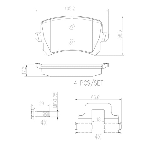 Balatas De Freno Trasera Para Volkswagen Tiguan 2009-2017