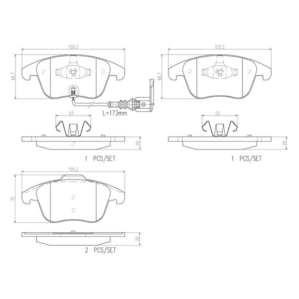 Balatas De Freno Delantera Para Volkswagen Tiguan 2009-2017