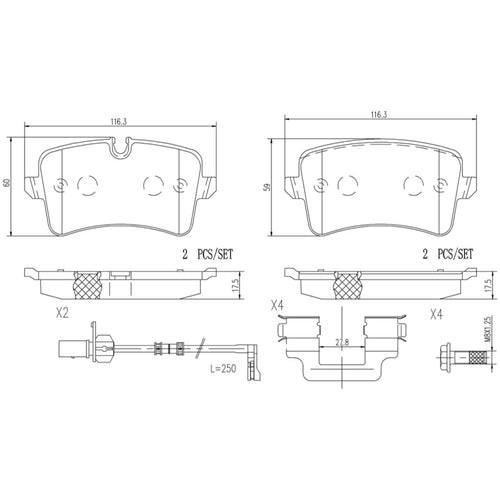 Balatas De Freno Trasera Para Audi S7 2013-2018