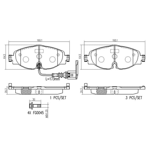 Balatas De Freno Delantera Para Audi A3 2012-2019