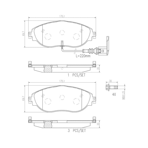 Balatas De Freno Delantera Para Audi A3 2012-2018