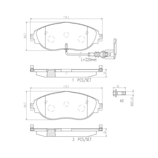 Balatas De Freno Delantera Para Audi A3 2012-2018