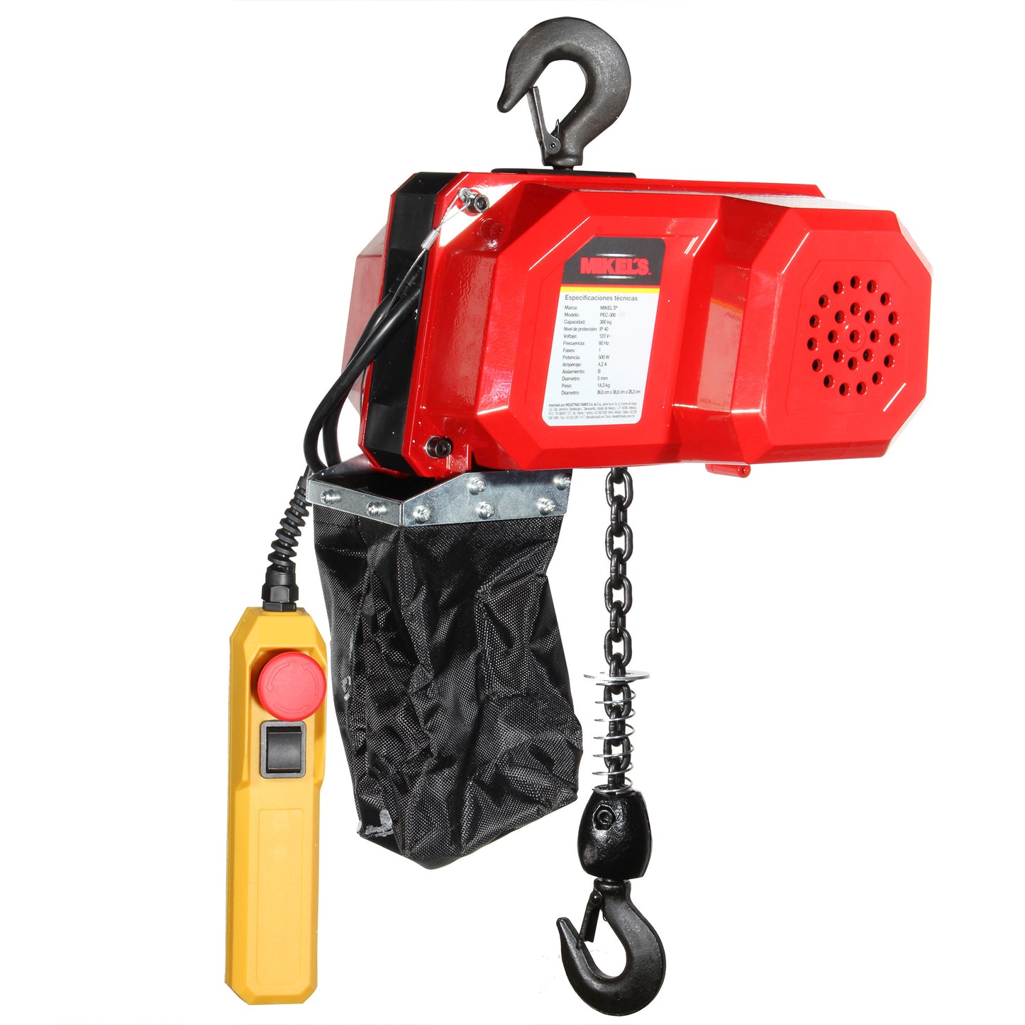 Polipasto electrico (300 kgs, cadena 3 mts)