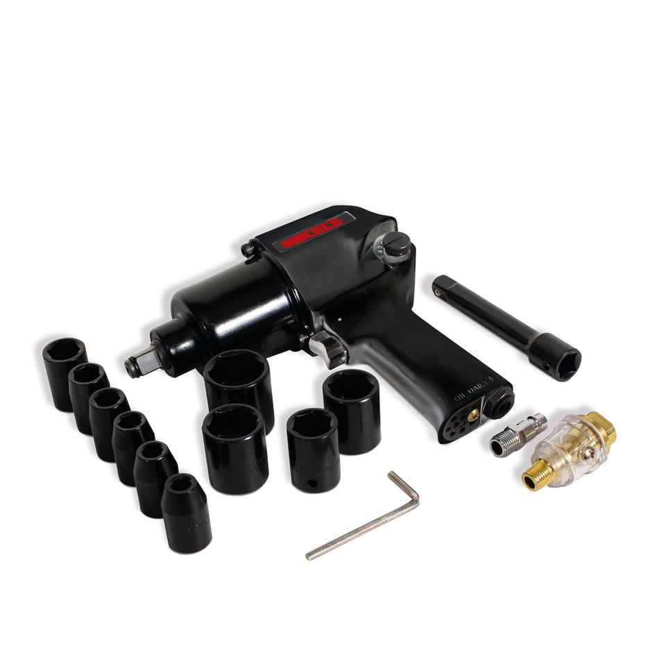 Pistola de impacto neumatica (1/2”, 529 lb/ft) con kit de 10 dados