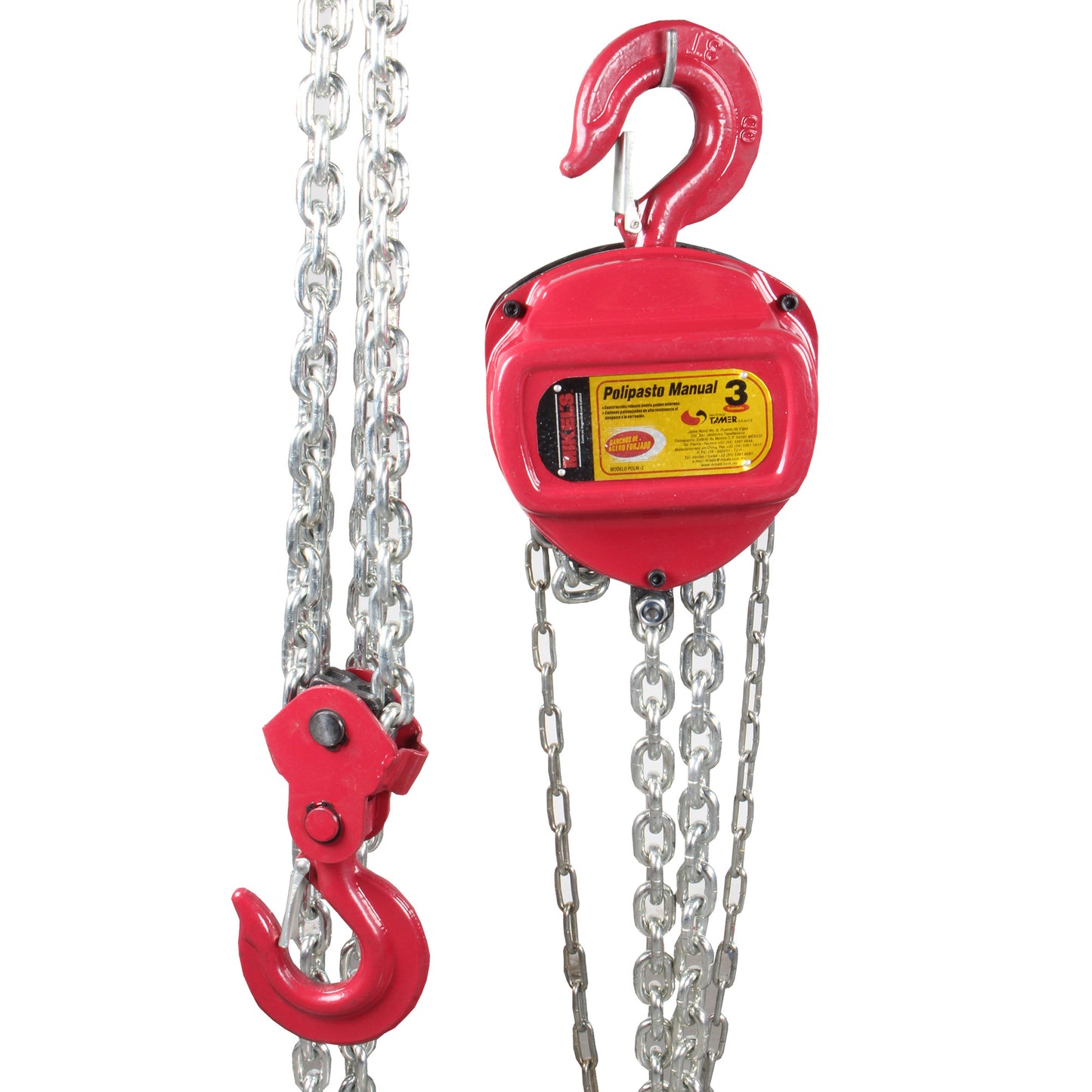 Polipasto manual (3 ton, cadena 3 mts)