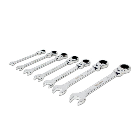 Llaves combinadas con matraca cabeza flexible (Set 7 pzas)