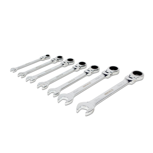 Llaves combinadas con matraca cabeza flexible (Set 7 pzas)